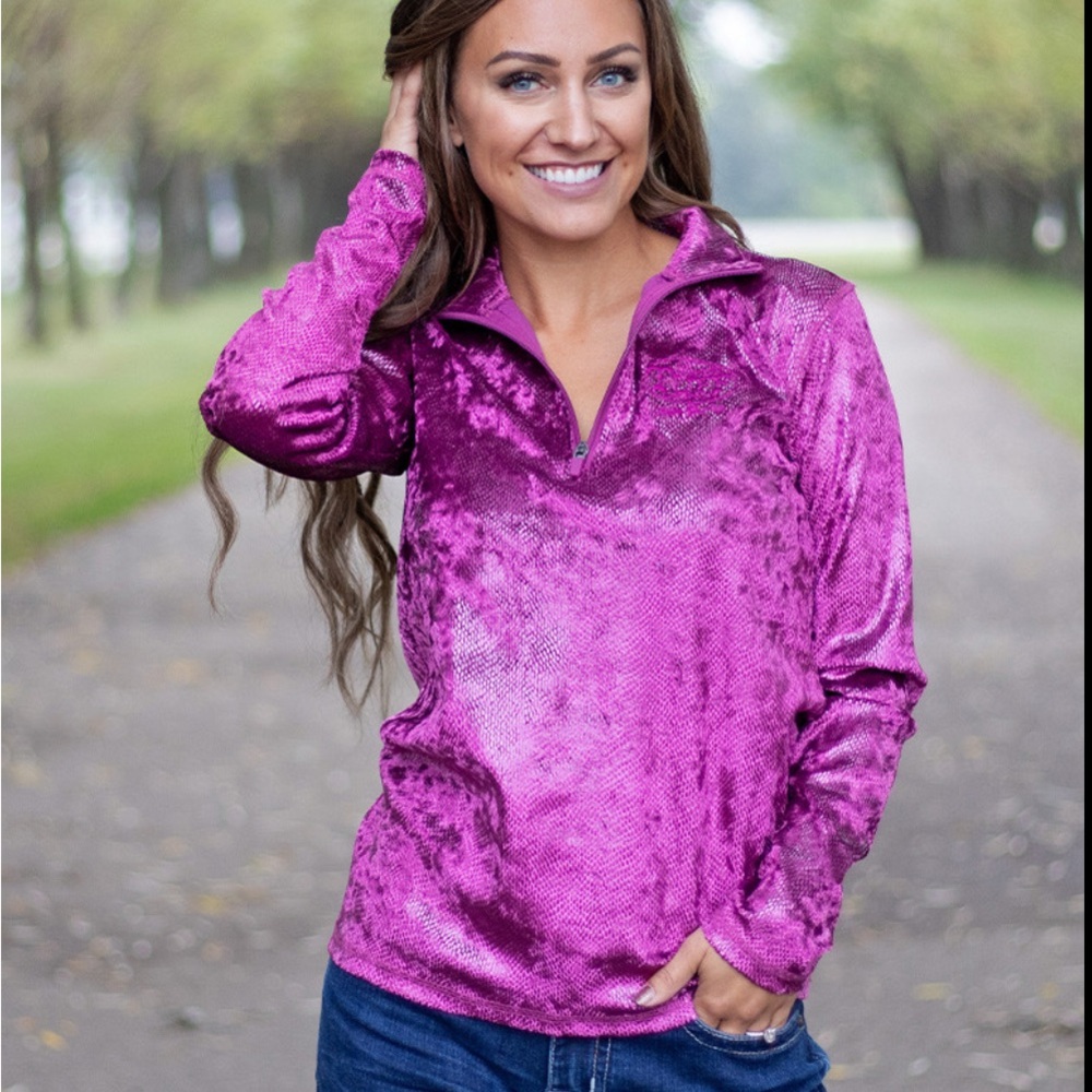 Cowgirl Tuff Shiny Purple Sweatshirt